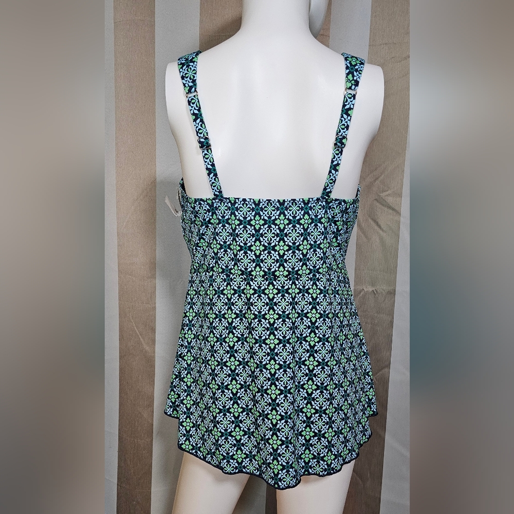 Lands' End Tankini Top Print Square Neck Women's NWT Medium - Picture 2 of 6
